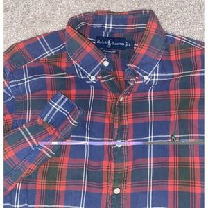 Polo Ralph Lauren Shirt Mens L Cotton Classic Fit Christmas Plaid Flannel‎ Pony